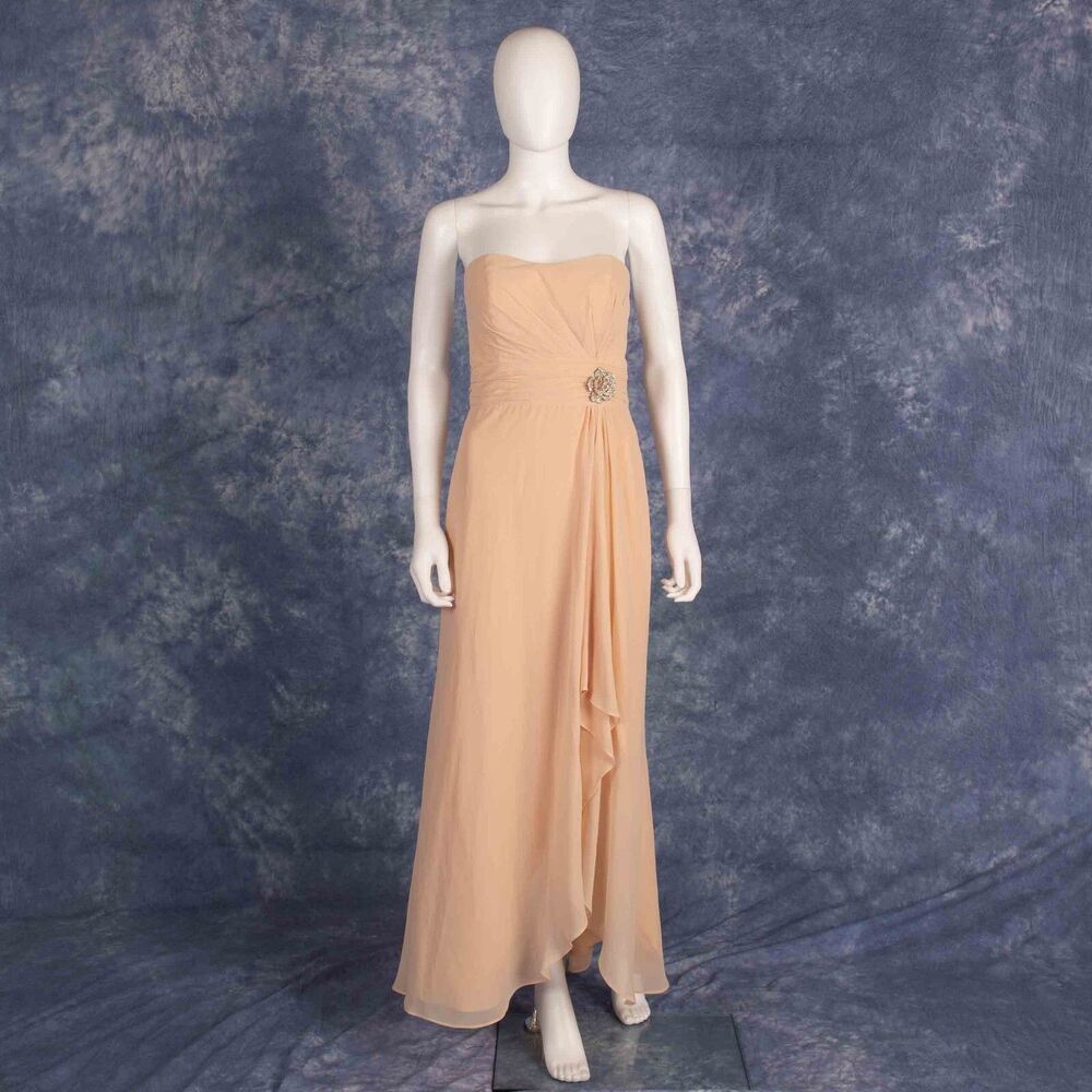 Christina Wu Blush Pink Strapless Chiffon Gown | Size 8 | Prom Wedding